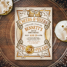 Invitación Cheers Beers Mens Divertido cumpleaños