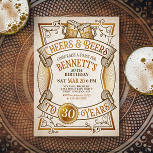 Invitación Cheers Beers Mens Divertido cumpleaños