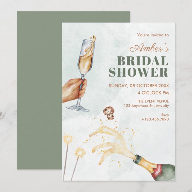 Invitación Cheers bridal shower (Anverso / Reverso)