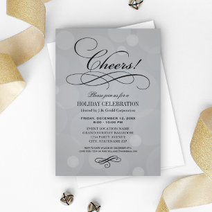 Invitación Cheers Platinum Gray Corporate Holiday Party