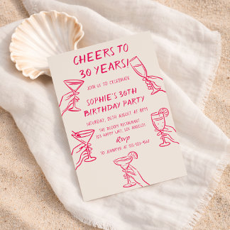 Invitación Cheers to 30 Years Beige Cocktail 30th Birthday