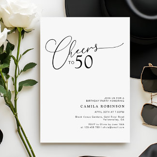 Invitación Cheers to 50 Modern Script 50th Birthday Party