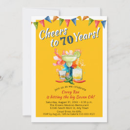 Invitación Cheers to 70 Years Modern Fiesta 70th Birthday 