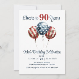 Invitación Cheers to 90 Years Birthday Party Invitation