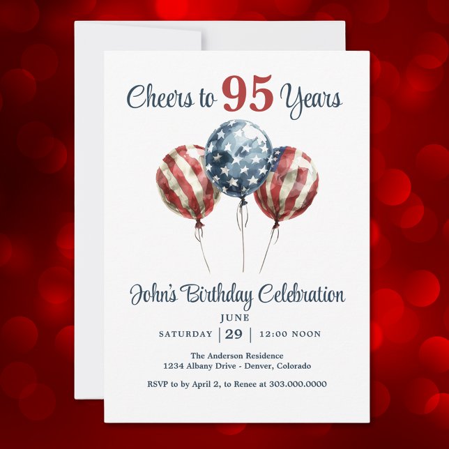 Invitación Cheers to 95 Years Birthday Party Invitation (Subido por el creador)