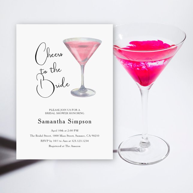 Invitación Cheers to the Bride Cosmopolitan Bridal Shower (Subido por el creador)