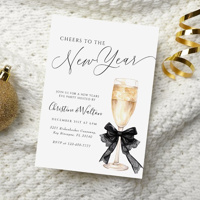 Invitación Cheers to the New Year Elegant Champagne New Year (Subido por el creador)