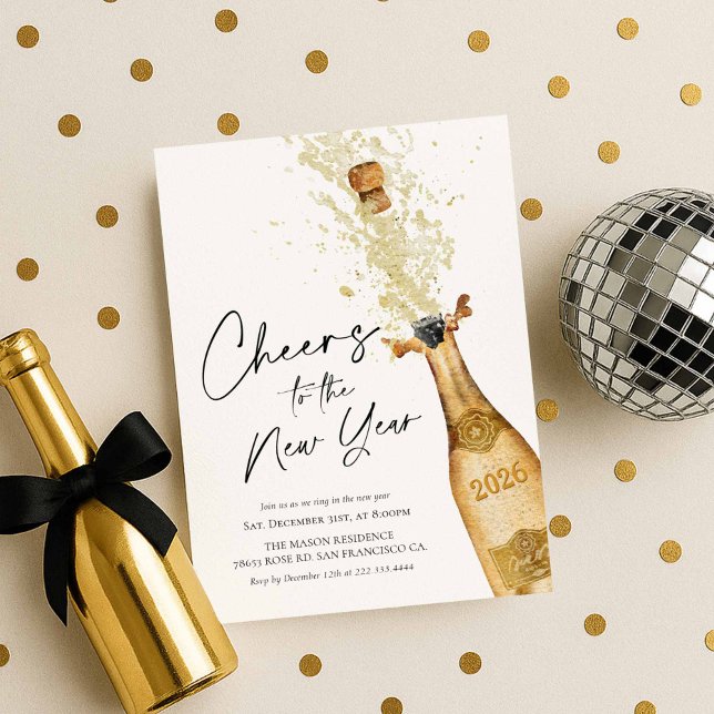 Invitación Cheers to the New Year Party Invitation (Cheers to the new year party invitation)