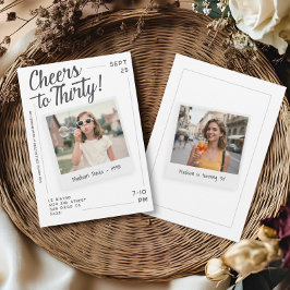 Invitación Cheers to Thirty 30 Retro Photo Birthday 