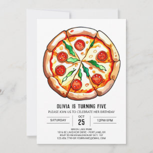 Invitación Cheese Boho Pizza Cumpleaños