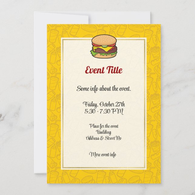 Invitación Cheeseburger (Reverso)