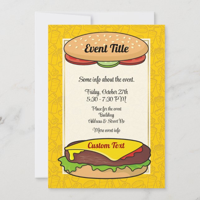 Invitación Cheeseburger (Reverso)