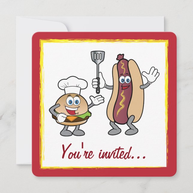 Invitación Cheeseburger y Cocina de Perro Caliente (Anverso)
