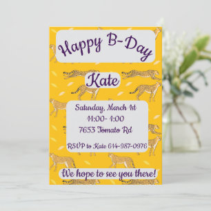 Invitación Cheetah Feliz cumpleaños