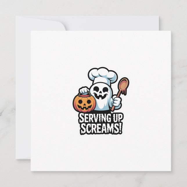 Invitación Chef Boo – Spooky Cute Halloween Ghost Spoon (Anverso)