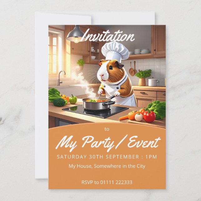 Invitación Chef de cerdo de Guinea (Anverso)