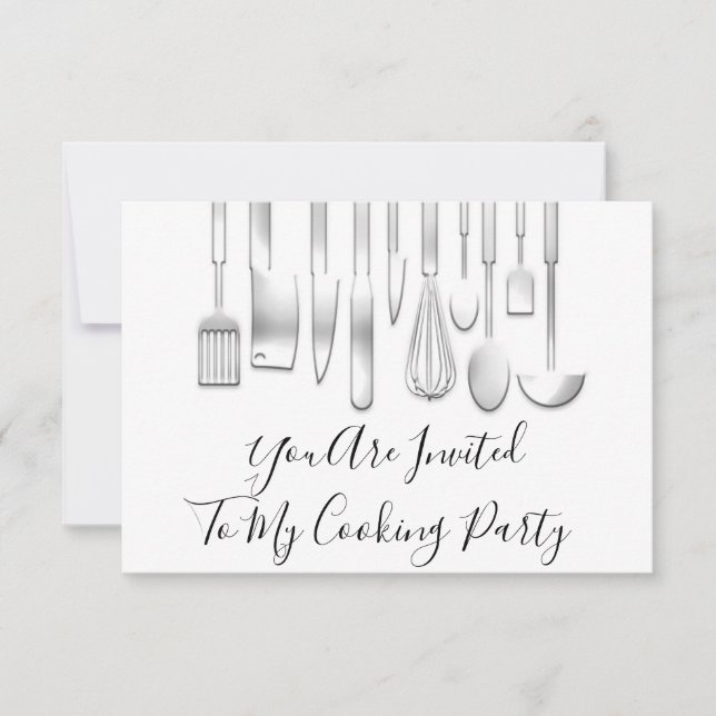 Invitación Chef de cocina de fiesta de cocina restaurante bla (Anverso)