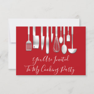 Invitación Chef de cocina de fiesta de cocina restaurante roj