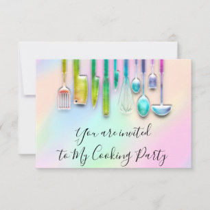 Invitación Chef de Cocina Partido Restaurante Cocina Holograf