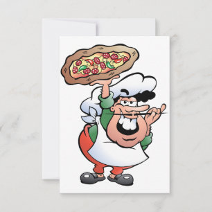 Invitación Chef de Pizza Italiano Clásico Dibujo Animado