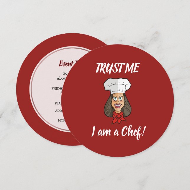Invitación Chef femenino (Anverso / Reverso)