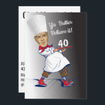 Invitación Chef 🎉 Funny Cook 40 cumpleaños<br><div class="desc">Chef 🎉 Funny Cook 40th cumpleaños Card para los amantes de la comida Cabeza en el agujero 📢 Sorprende al chef en tu vida con esta graciosa tarjeta de cumpleaños 40th "Head in Hole". Perfecto para cualquiera que ame cocinar, este divertido y creativo diseño les permite imaginarse como el mejor...</div>
