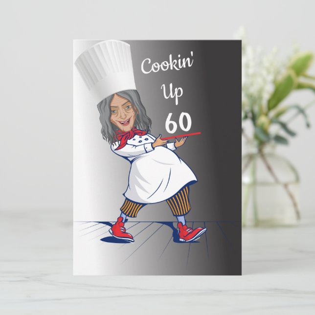 Invitación Chef 🎉 Funny Cook 60 cumpleaños Funny (Anverso de pie)
