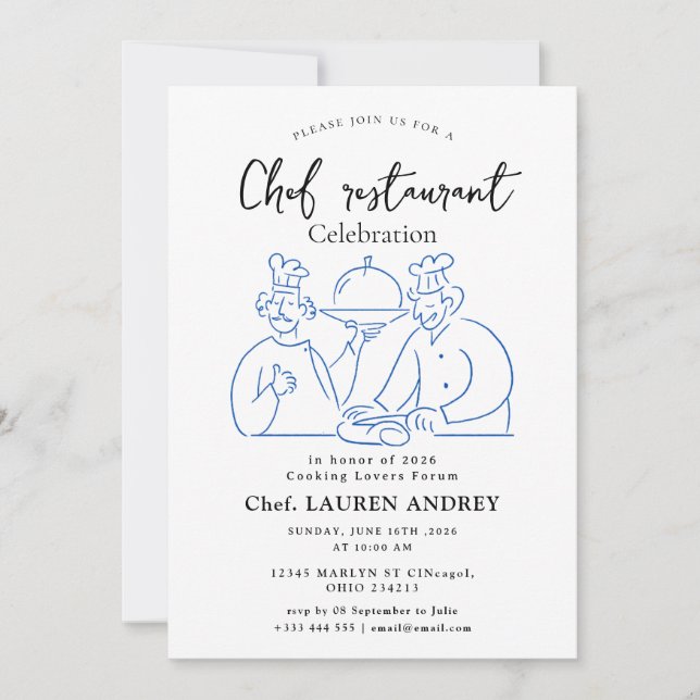 Invitación Chef Restaurant Celebration Invitation (Anverso)