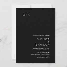 Invitación Chelsea Black Modern Boda