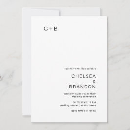 Invitación Chelsea Boda moderno blanco y negro