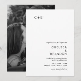 Invitación Chelsea Boda moderno blanco y negro