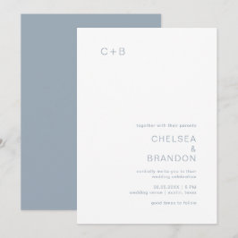 Invitación Chelsea Dusty Blue Modern Boda