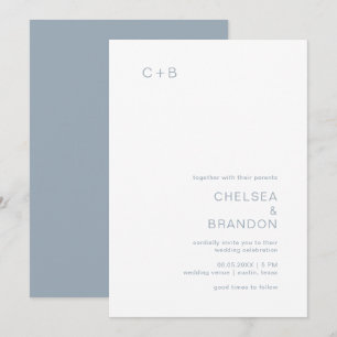 Invitación Chelsea Dusty Blue Modern Boda