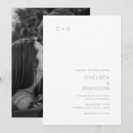 Invitación Chelsea Dusty Blue Modern Boda