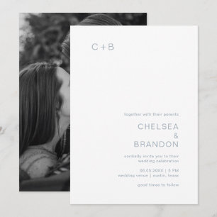 Invitación Chelsea Dusty Blue Modern Boda