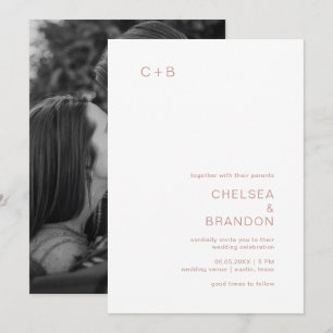 Invitación Chelsea Dusty Boda moderno rosado