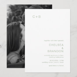 Invitación Chelsea Sage Green Modern Boda