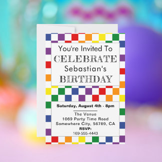 Invitación Cheque arco iris de la fiesta de cumpleaños LGBT