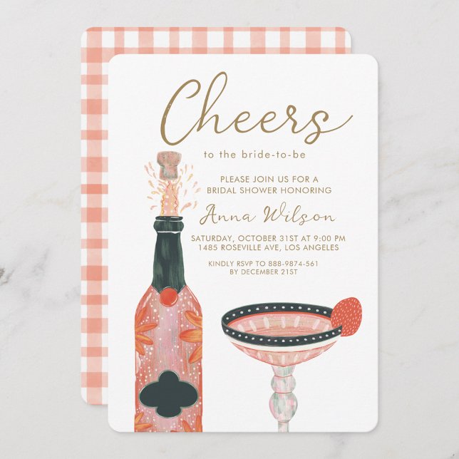 Invitación Cheque Bridal Shower Wine Glass Pink (Subido por el creador)