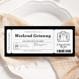 Invitación Cheque de boleto para regalo sorpresa de fin de se