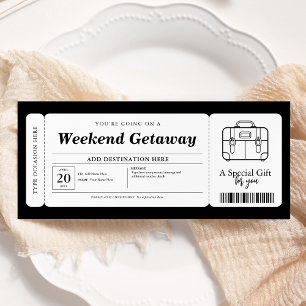 Invitación Cheque de boleto para regalo sorpresa de fin de se