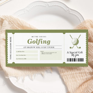 Invitación Cheque del certificado de regalo de viaje de golf