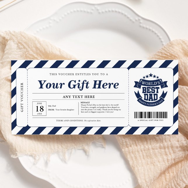 Invitación Cheque del certificado de regalo del Día del Padre (Subido por el creador)