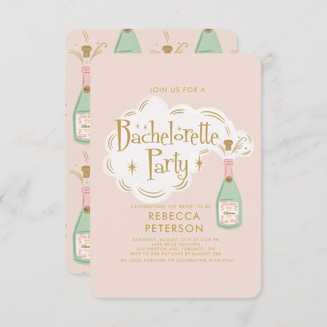 Invitación Cheque Pinky Champagne Bachelorette Party (Subido por el creador)