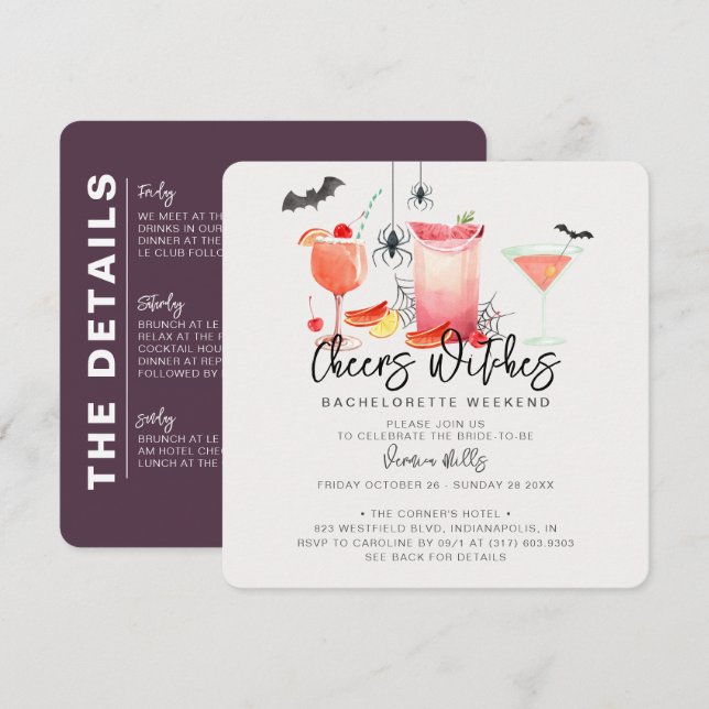 Invitación Cheque Witts Halloween Bachelorette Weekend (Anverso / Reverso)