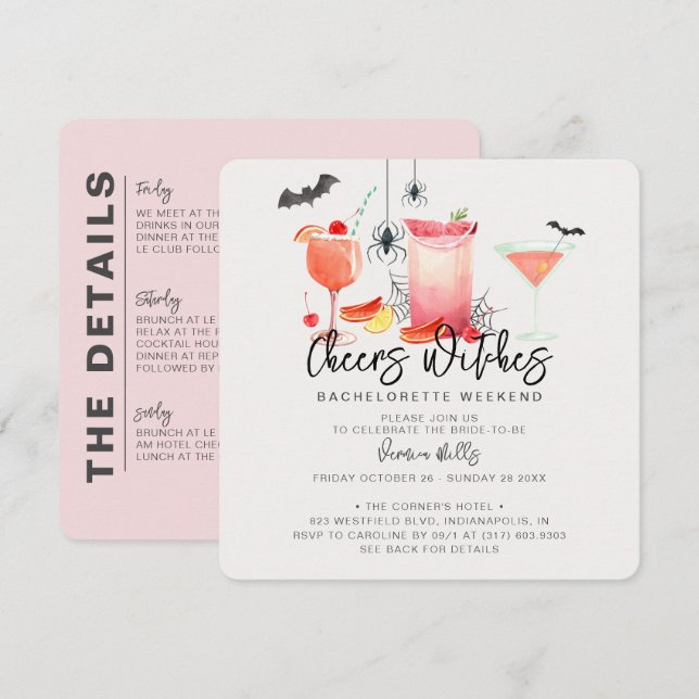 Invitación Cheque Witts Halloween Bachelorette Weekend (Anverso / Reverso)