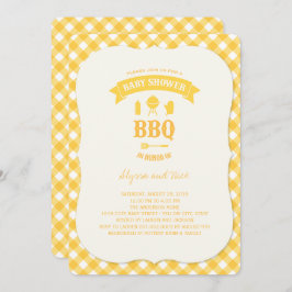 Invitación Cheques amarillos BBQ Neutral Baby Shower Fiesta d