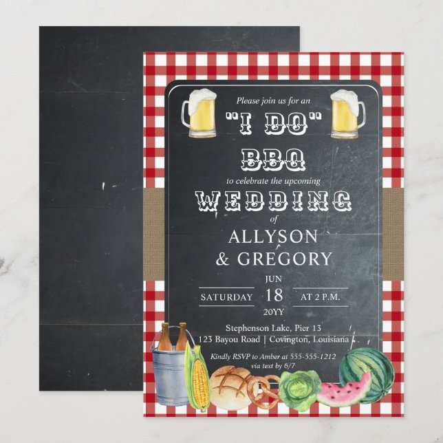 Invitación Cheques de país rojo en la fiesta de la próxima bo (Anverso / Reverso)