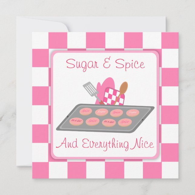 Invitación Cheques rosa de azúcar y especias y Baby Shower de (Anverso)