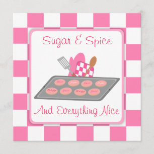 Invitación Cheques rosa de azúcar y especias y Baby Shower de